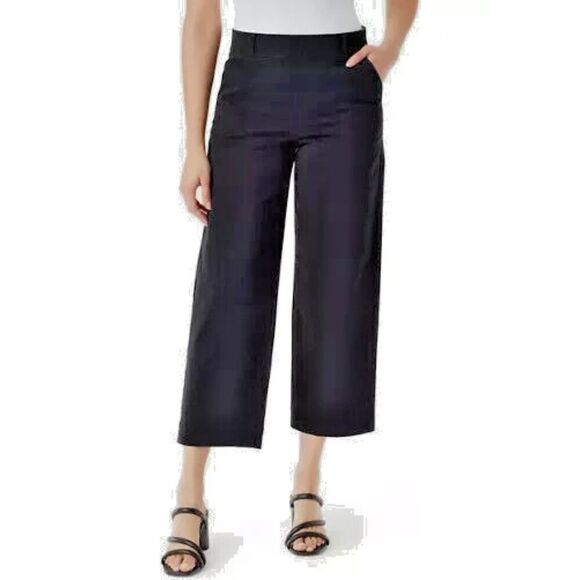 GLORIA VANDERBILT Wide Leg Tummy Control Crop Pants Sz 8 Navy Blue Pull On NWT - Picture 11 of 15